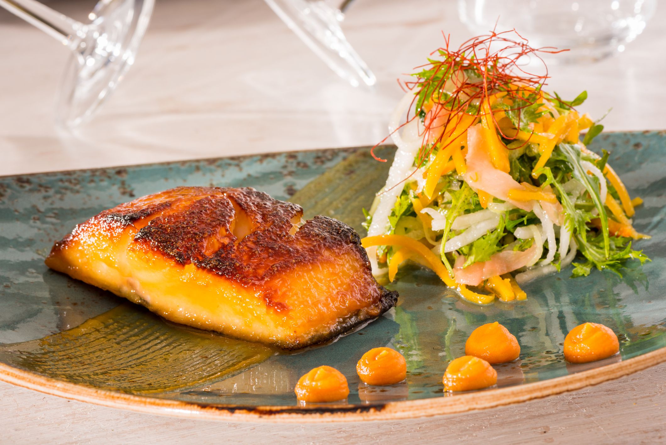 Black cod miso marinated with salad