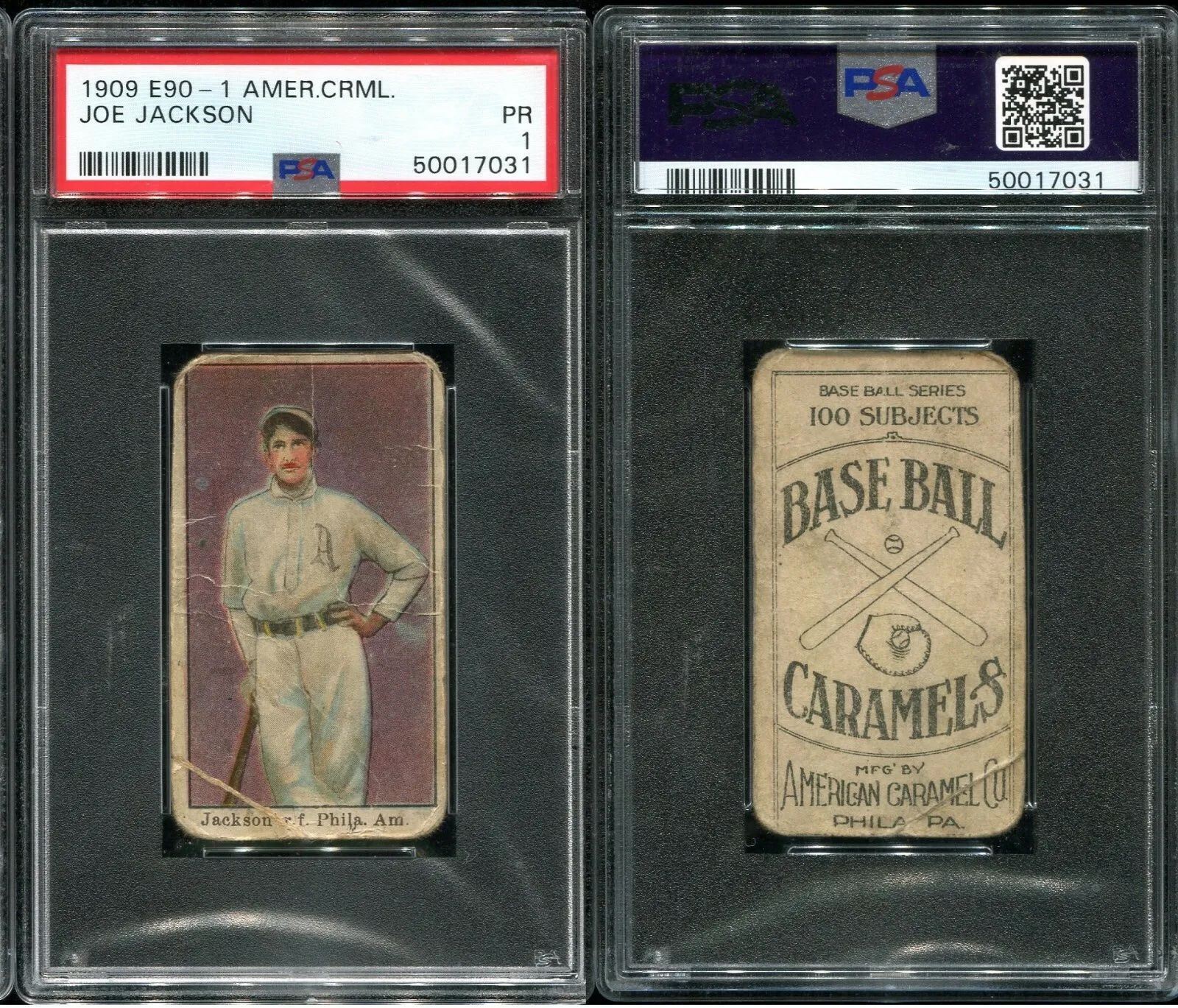 An image of a rare Shoeless Joe Jackson card.