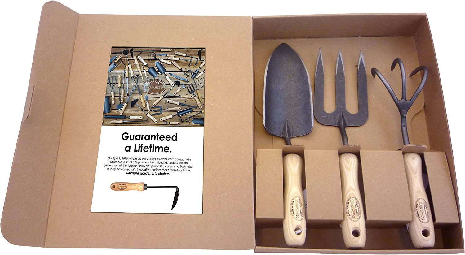 Dewit 3-Piece Tool Gift Set with 3-Tine Cultivator