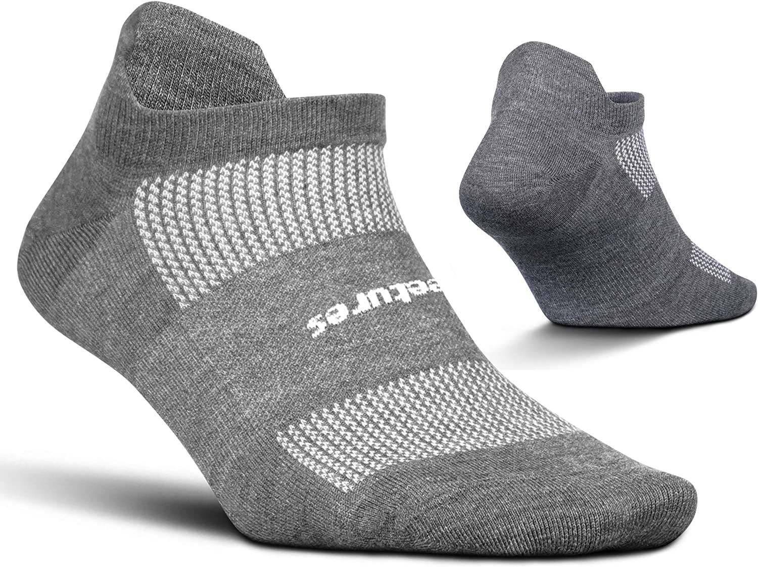 Feetures High Performance Ultra Light No Show Tab, Heather Gray