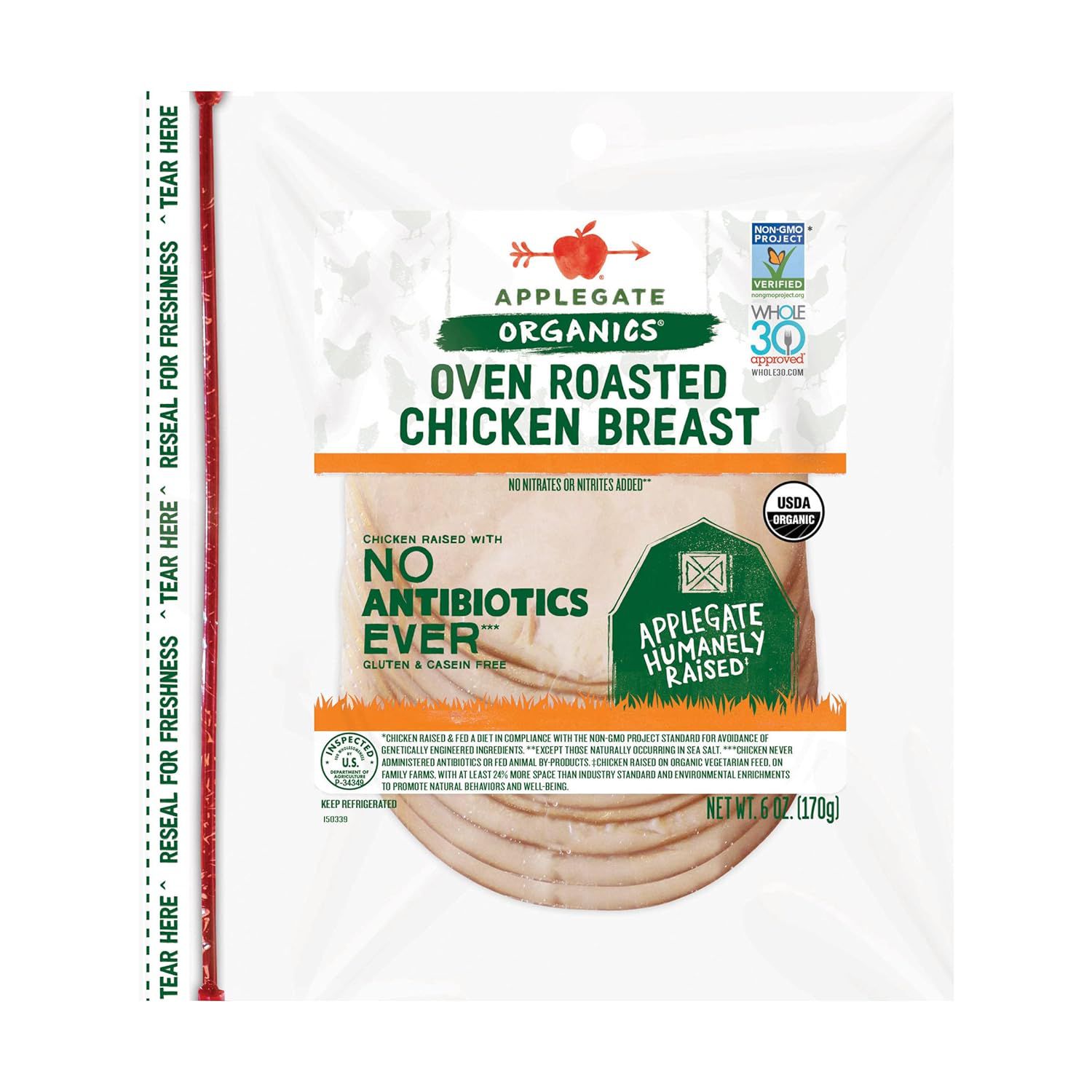sliced chicken breast lunch meat from Applegate Farms