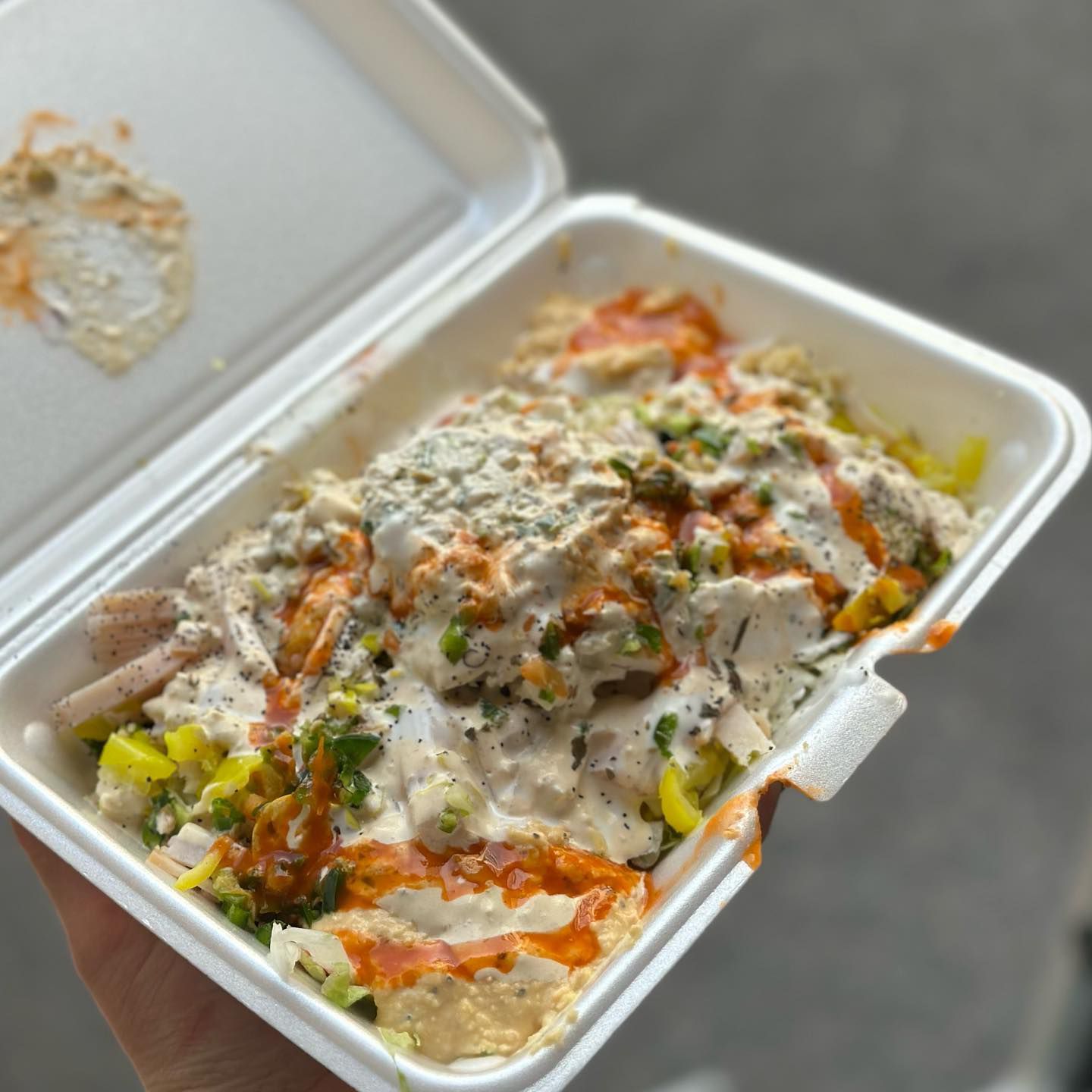 Chicken salad with hummus and tabbouleh from Kenn-Tico food cart