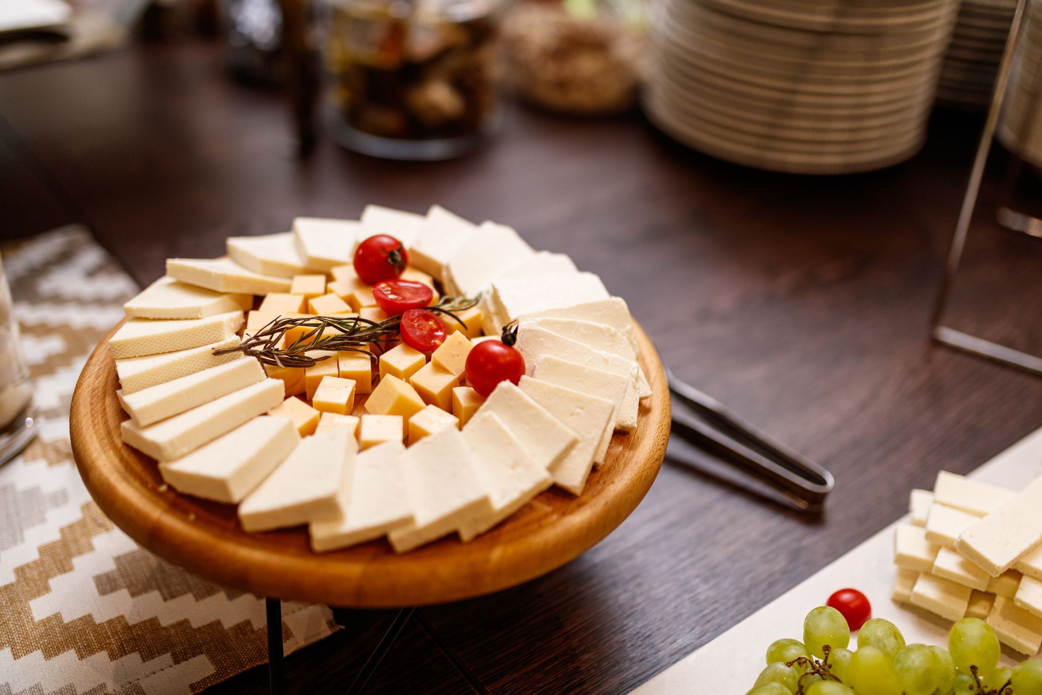 Various types of cheese, buffet