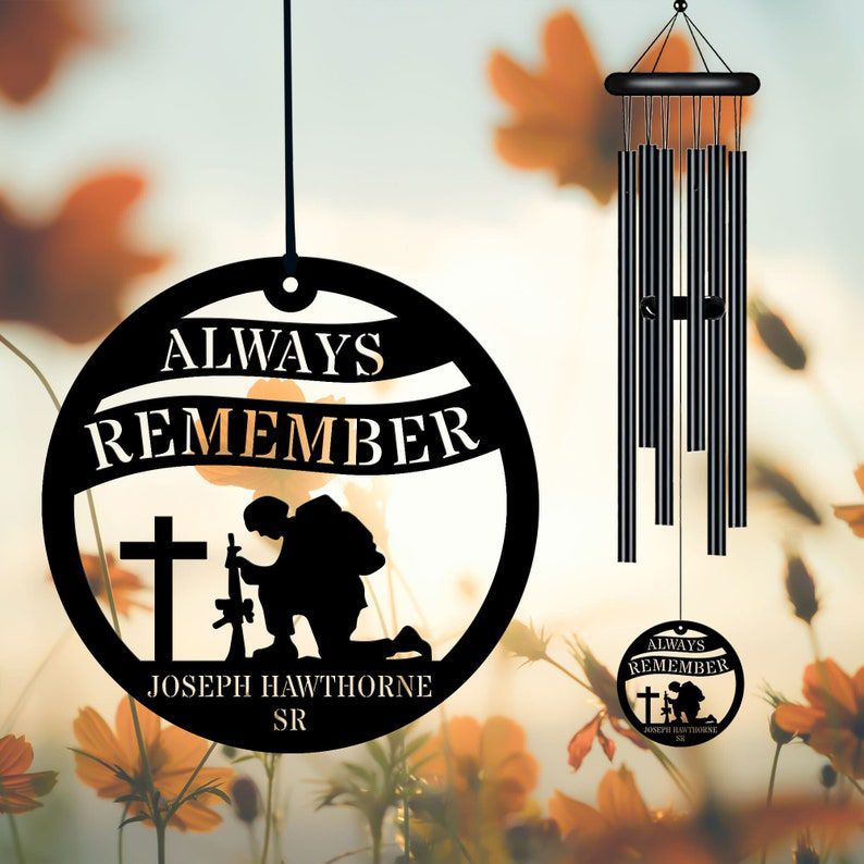 8. Always Remember Personalized Black Wind Chime