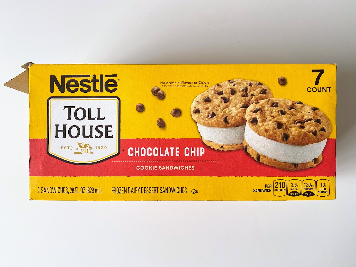 Nestle Toll House chocolate chip cookie ice cream sandwiches