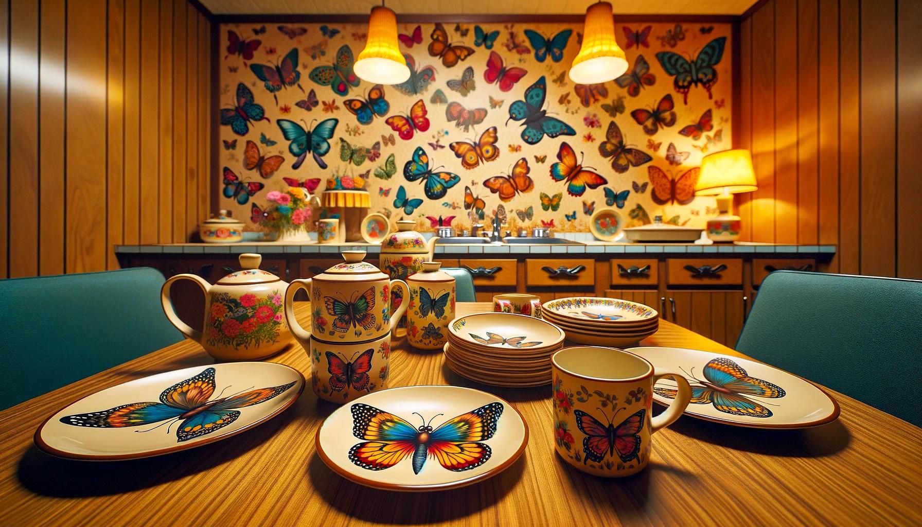 butterfly motifs decor in the 1970s
