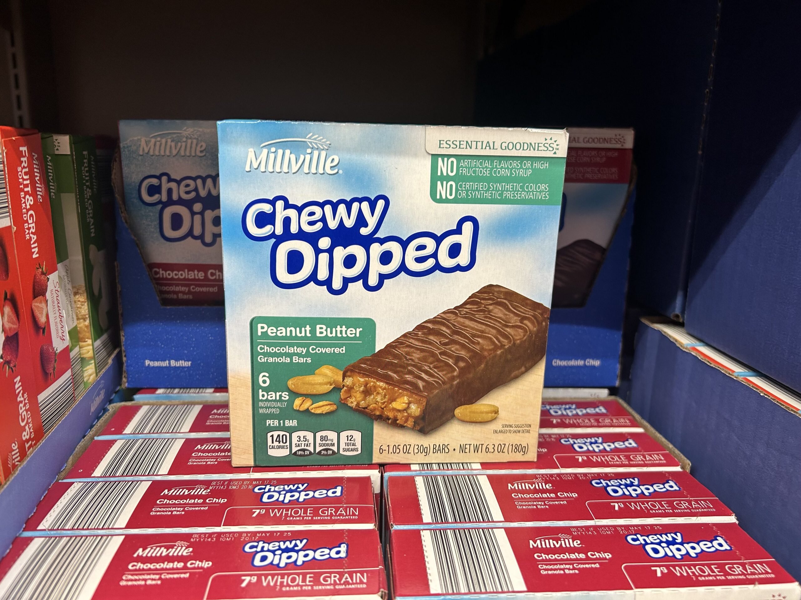 Millville chewy dipped peanut butter granola bars