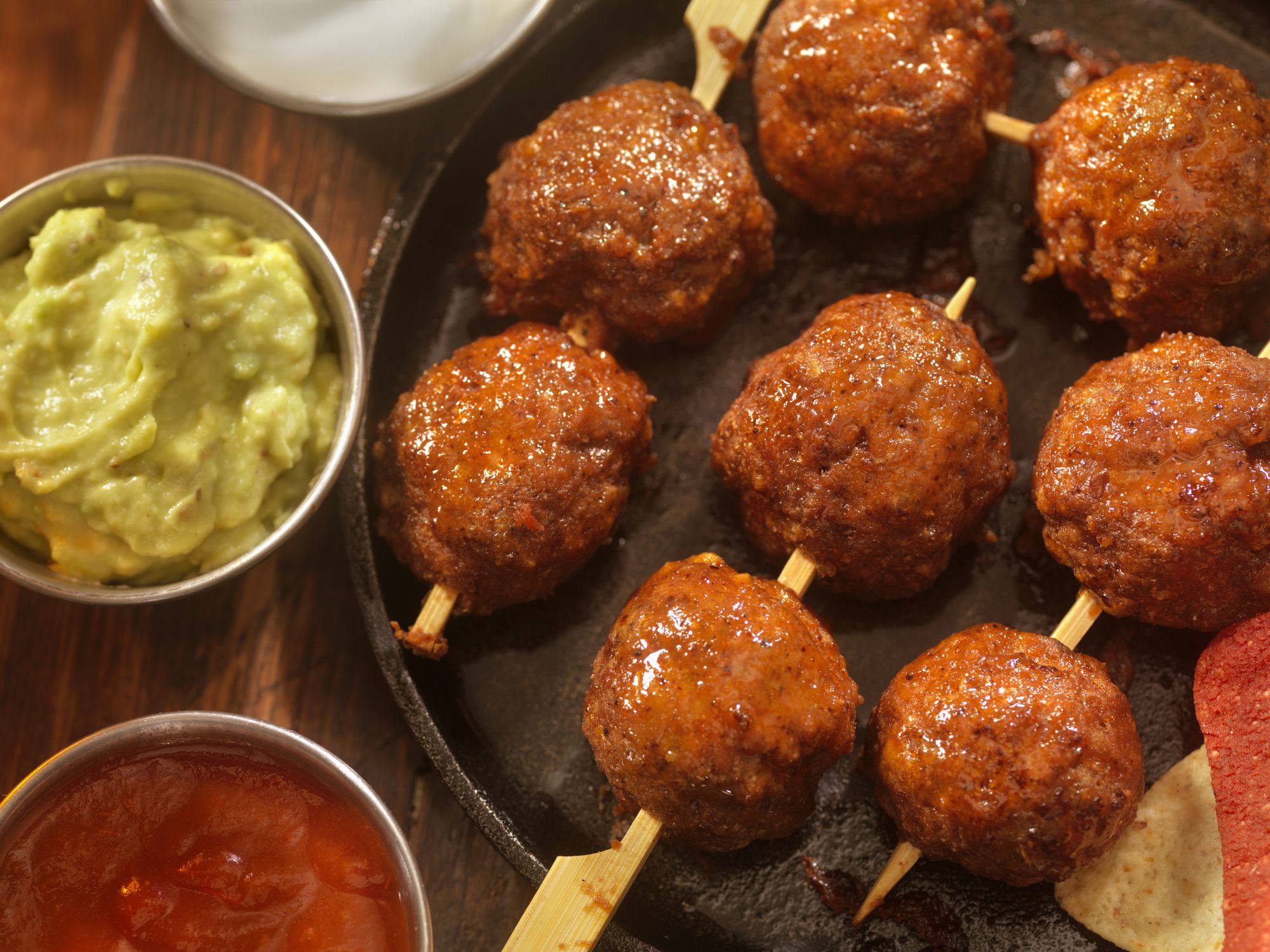 Mexican Inspired Meatballs with Salsa, guacamole and Sour Cream-Photographed on Hasselblad H3D2-39mb Camera