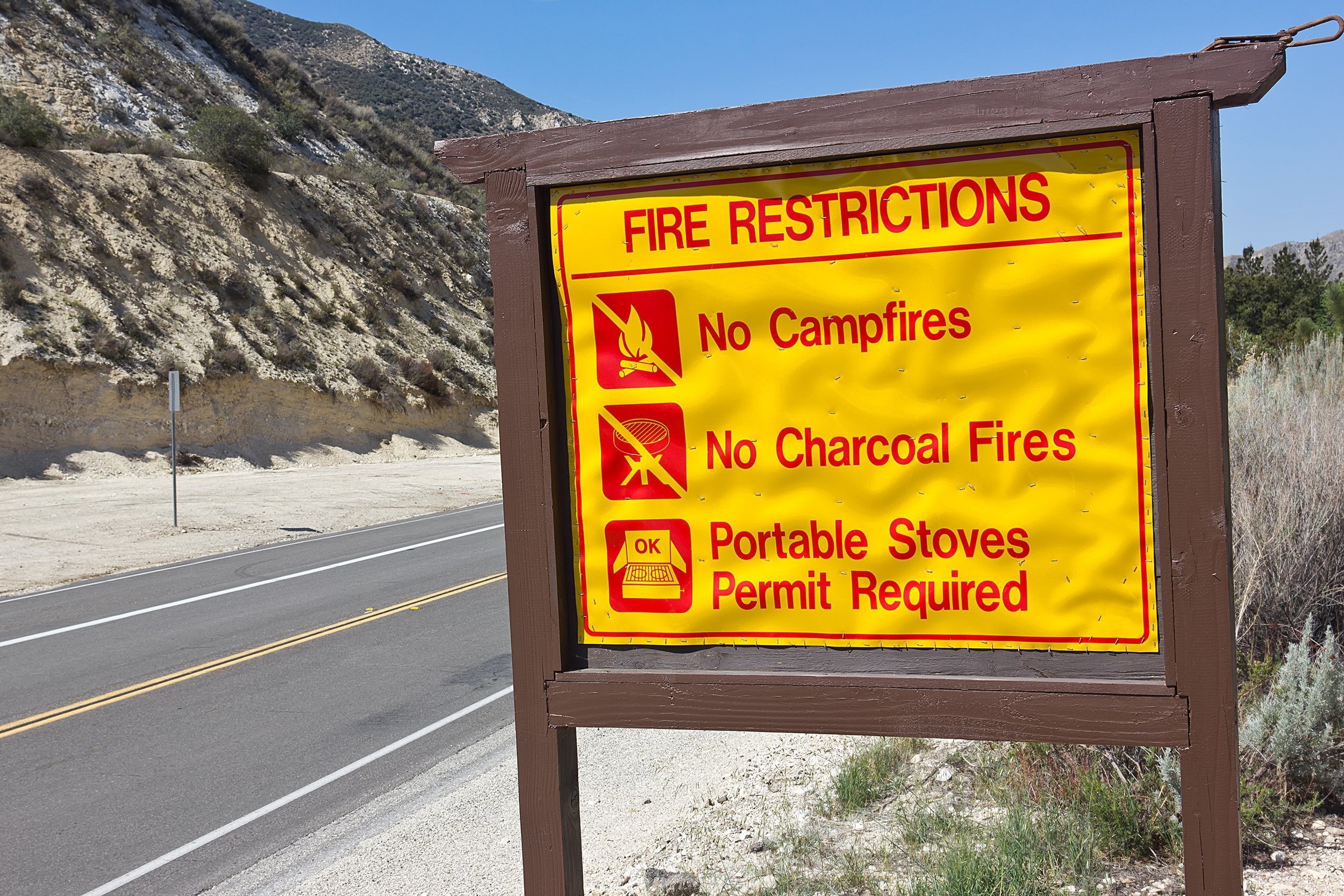 sign posting on fire restrictions in a rural area