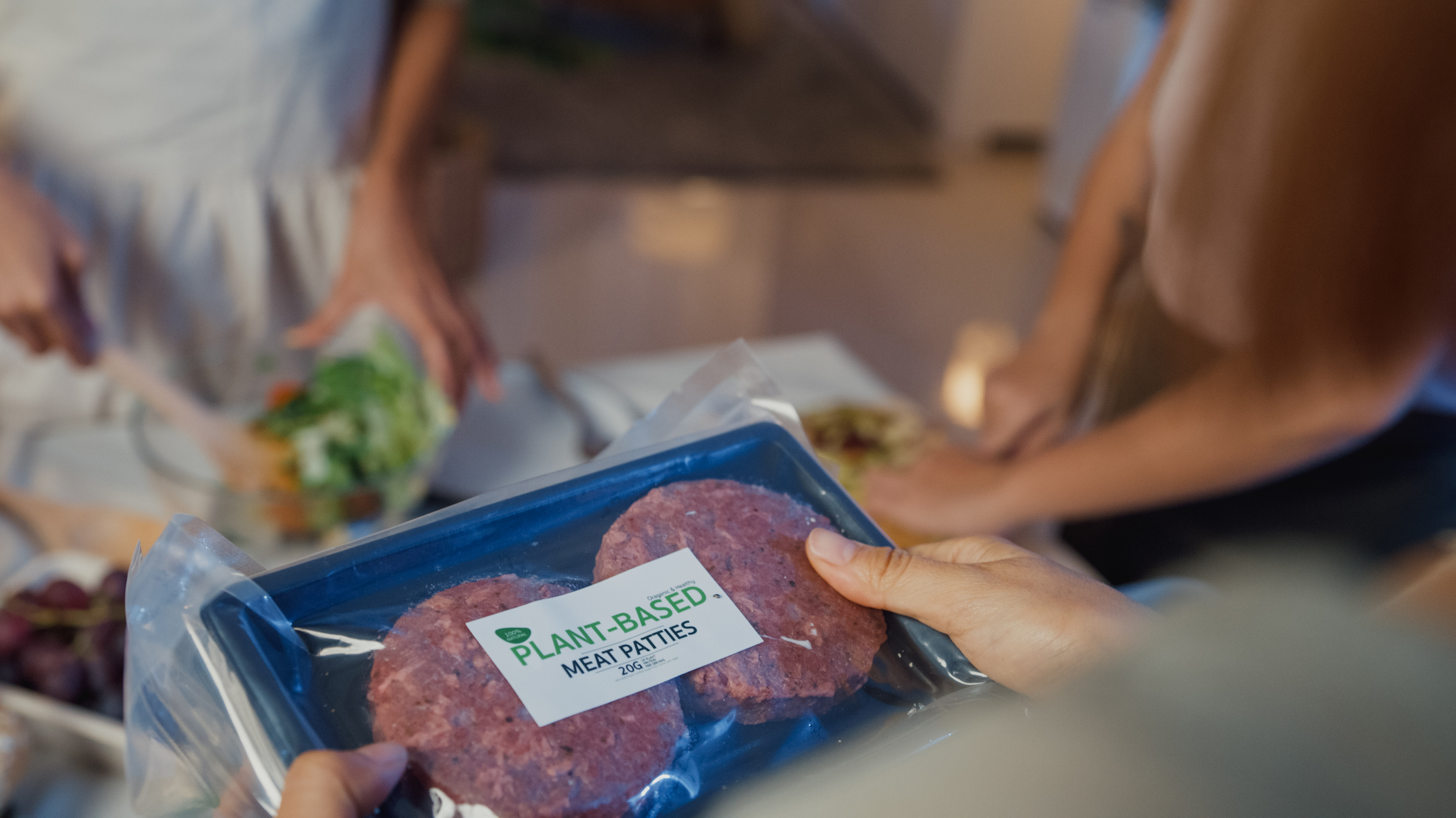 Person Holding Plant-Based Patties, Selective Focus