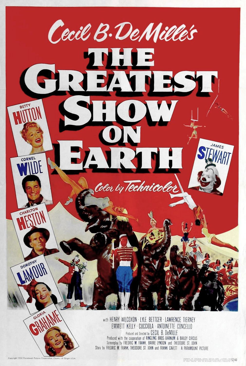 Movie poster for the 1952 film, The Greatest Show on Earth