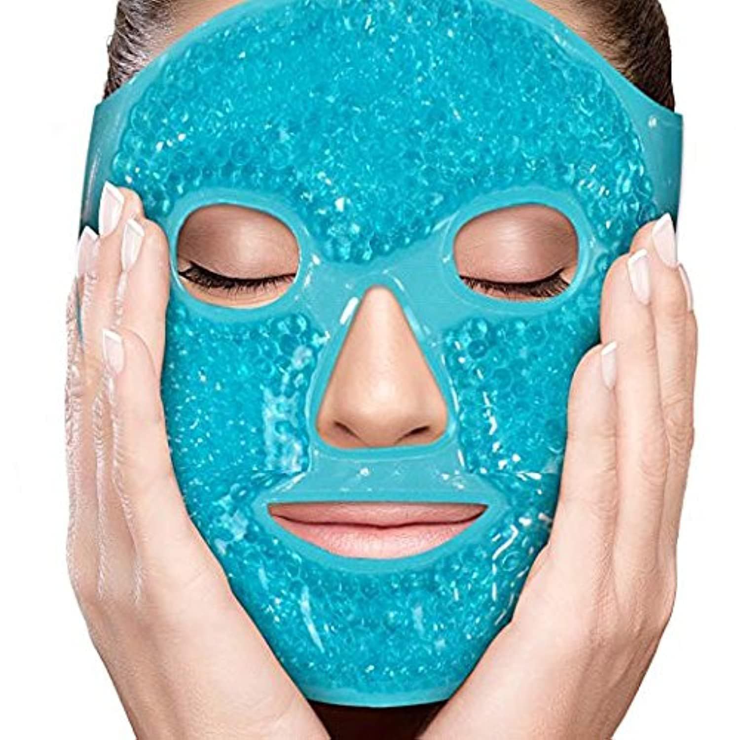a blue face mask