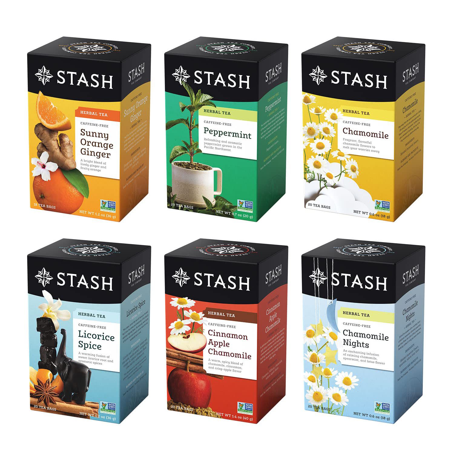 six boxes of herbal tea