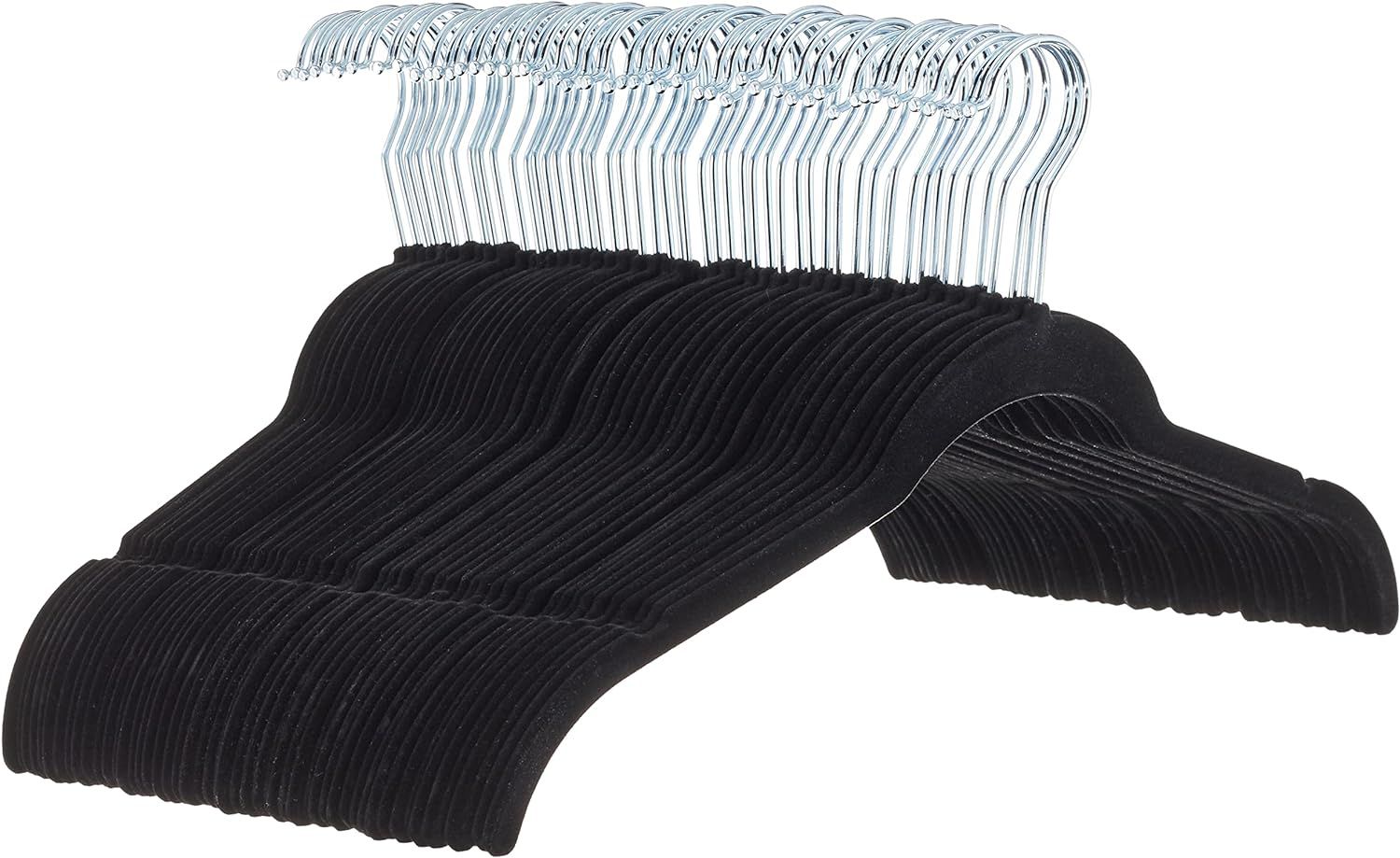 a stack of velvet hangars