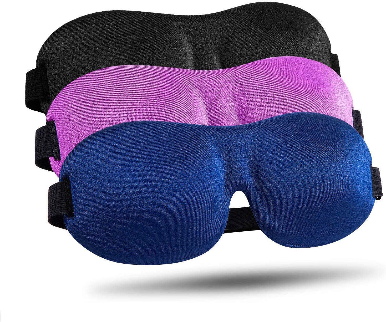 three sleep masks, stacked for display