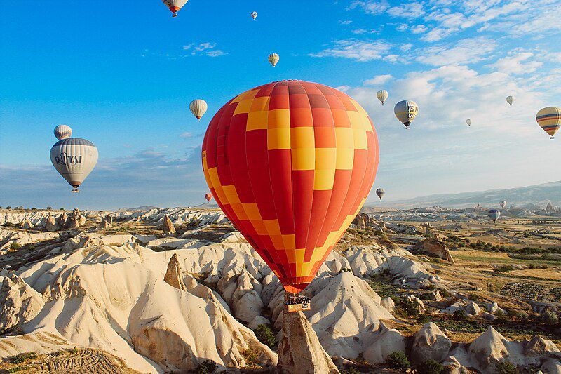 Hot Air balloon flying in the air