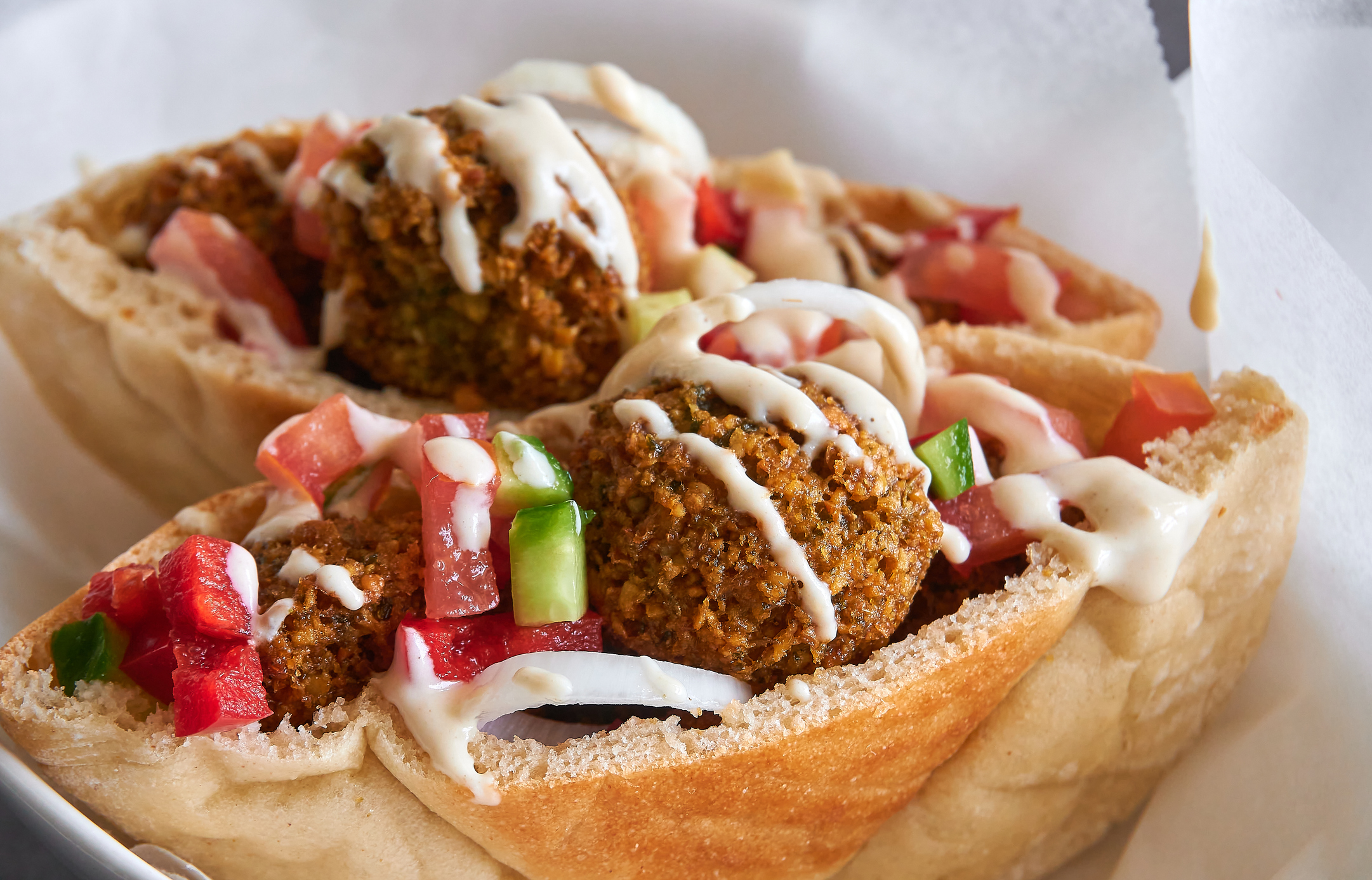 Closeup of Falafel in Pita