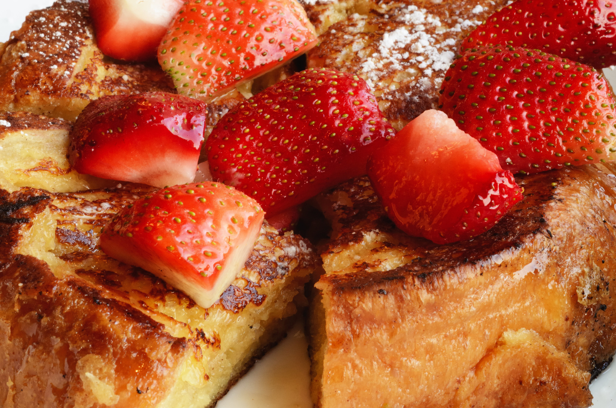 Closeup of French Toast With Strawberries