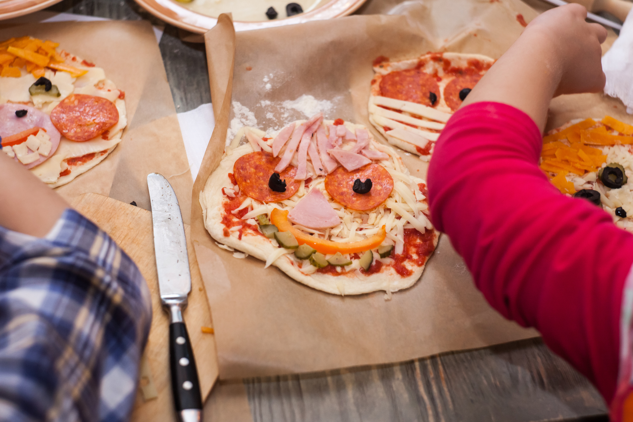 Kids Making Happy Face Pizzas
