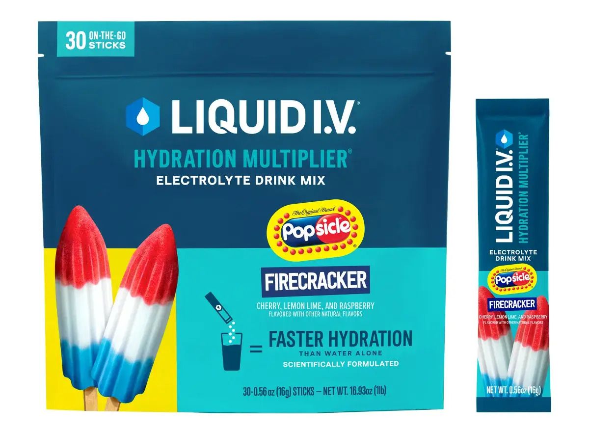 Liquid I.V. Hydration Multiplier, 30 Individual Serving Stick Packs in Resealable Pouch, Firecracker