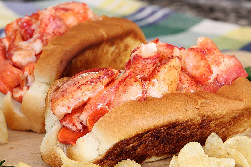 Lobster roll on a table