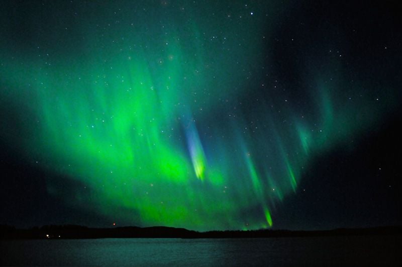Northern lights over the water