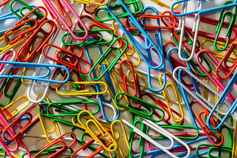 Multiple colorful paperclips