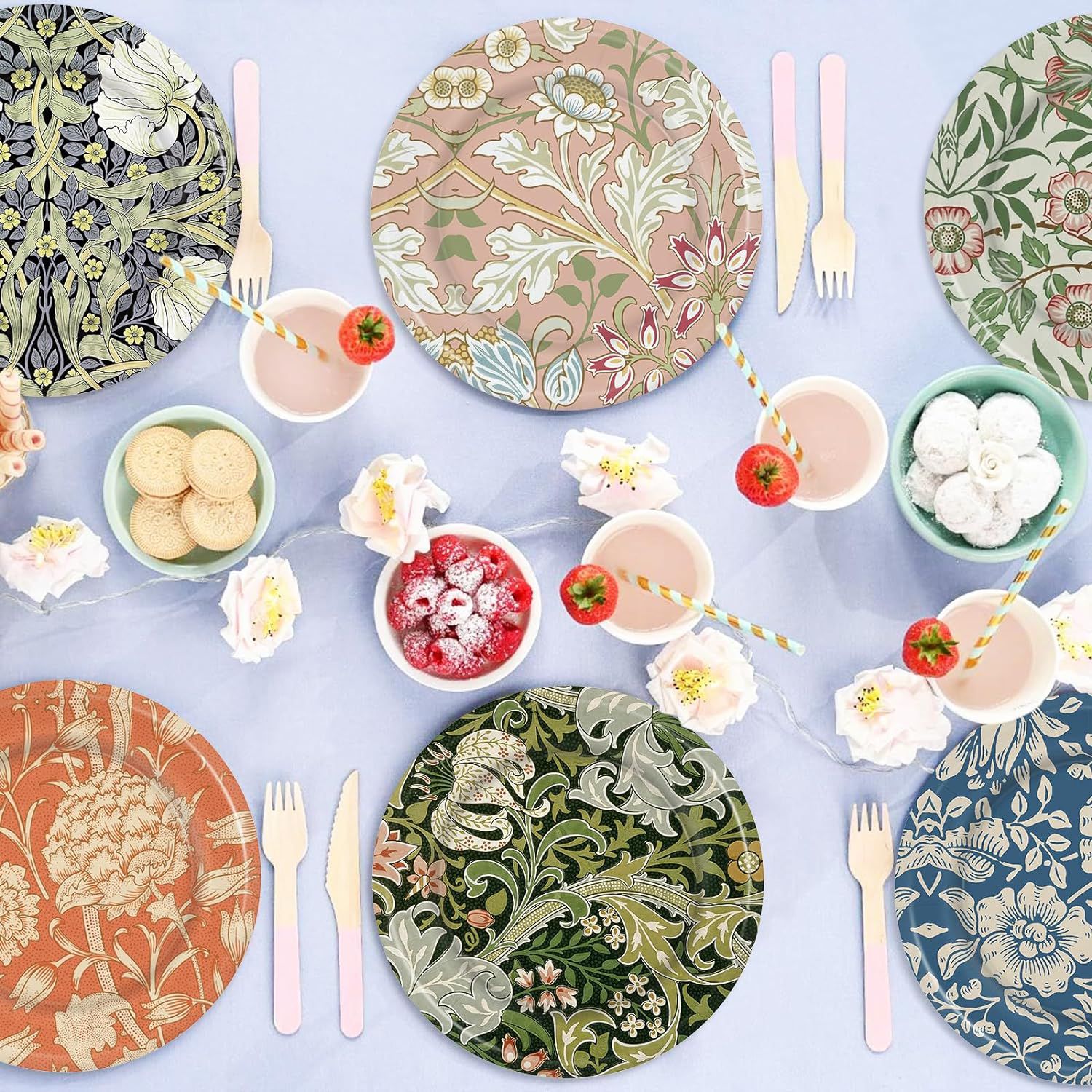 Multiple different retro plates and cups