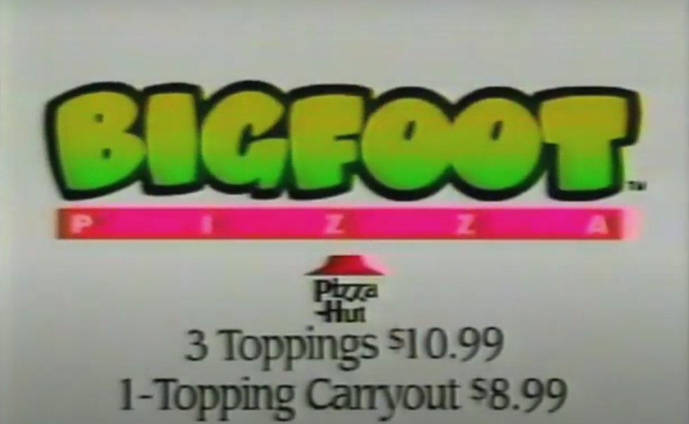 a bigfoot pizza box from pizza hut