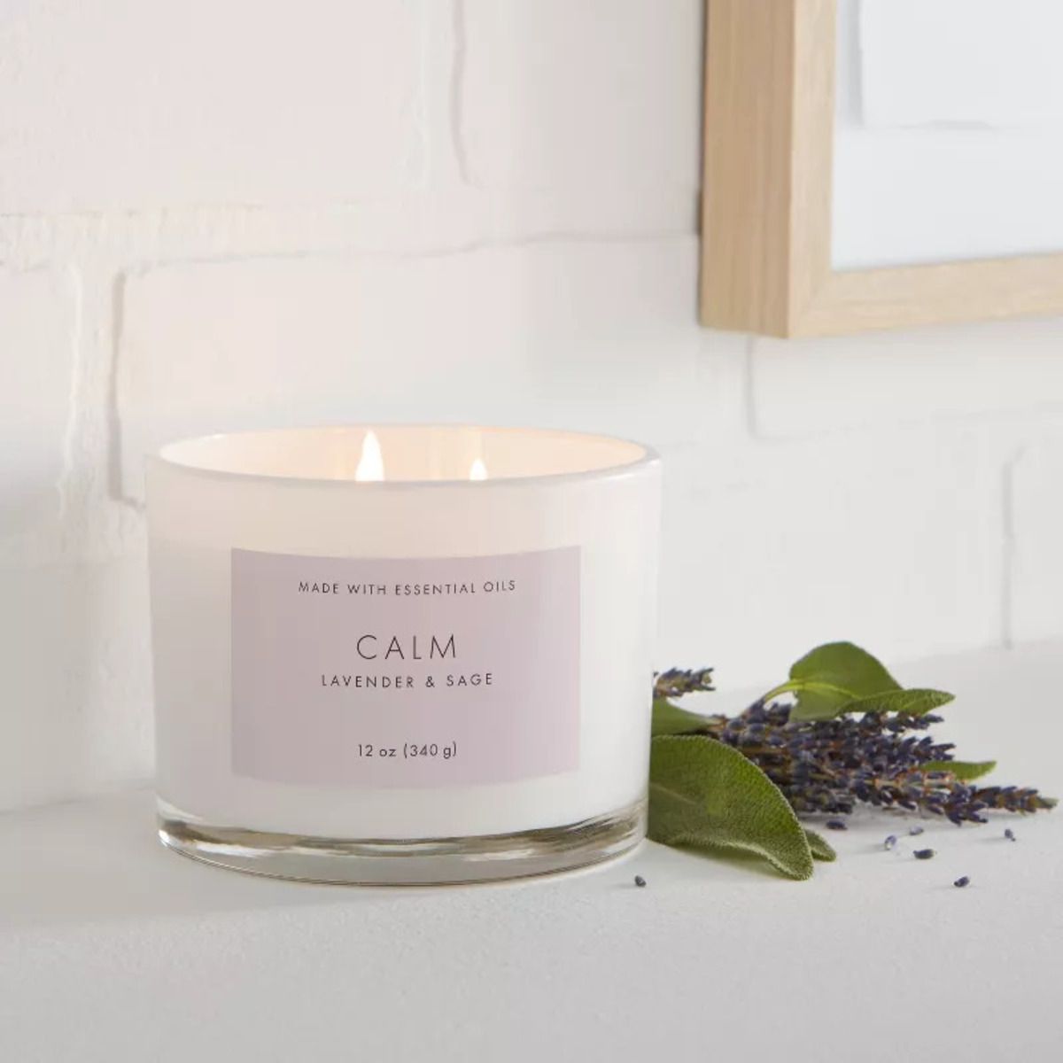 Threshold Wood Lidded Glass Wellness Candle, Calm