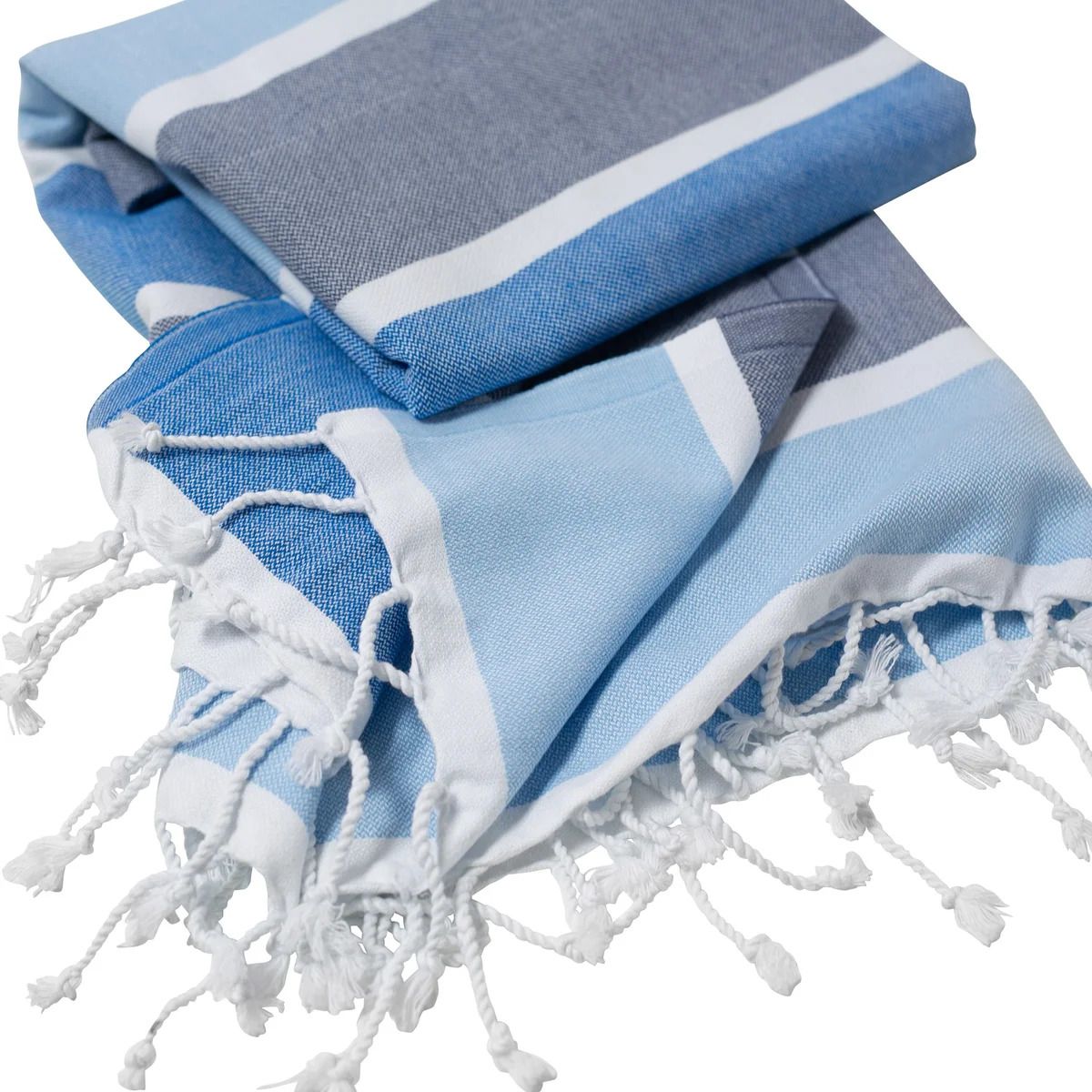 Turkish Towel Company Caribbean Summer Stripe Peshtemal Towel, 2-Piece, Dark Blue