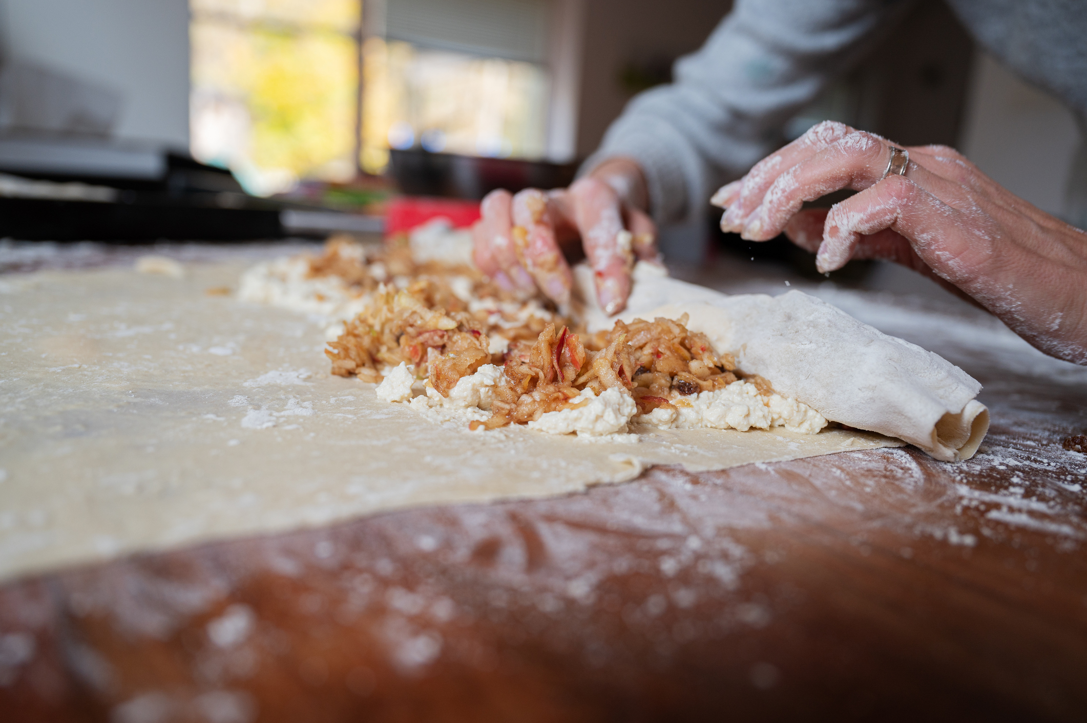 Woman Making Apple Strudel