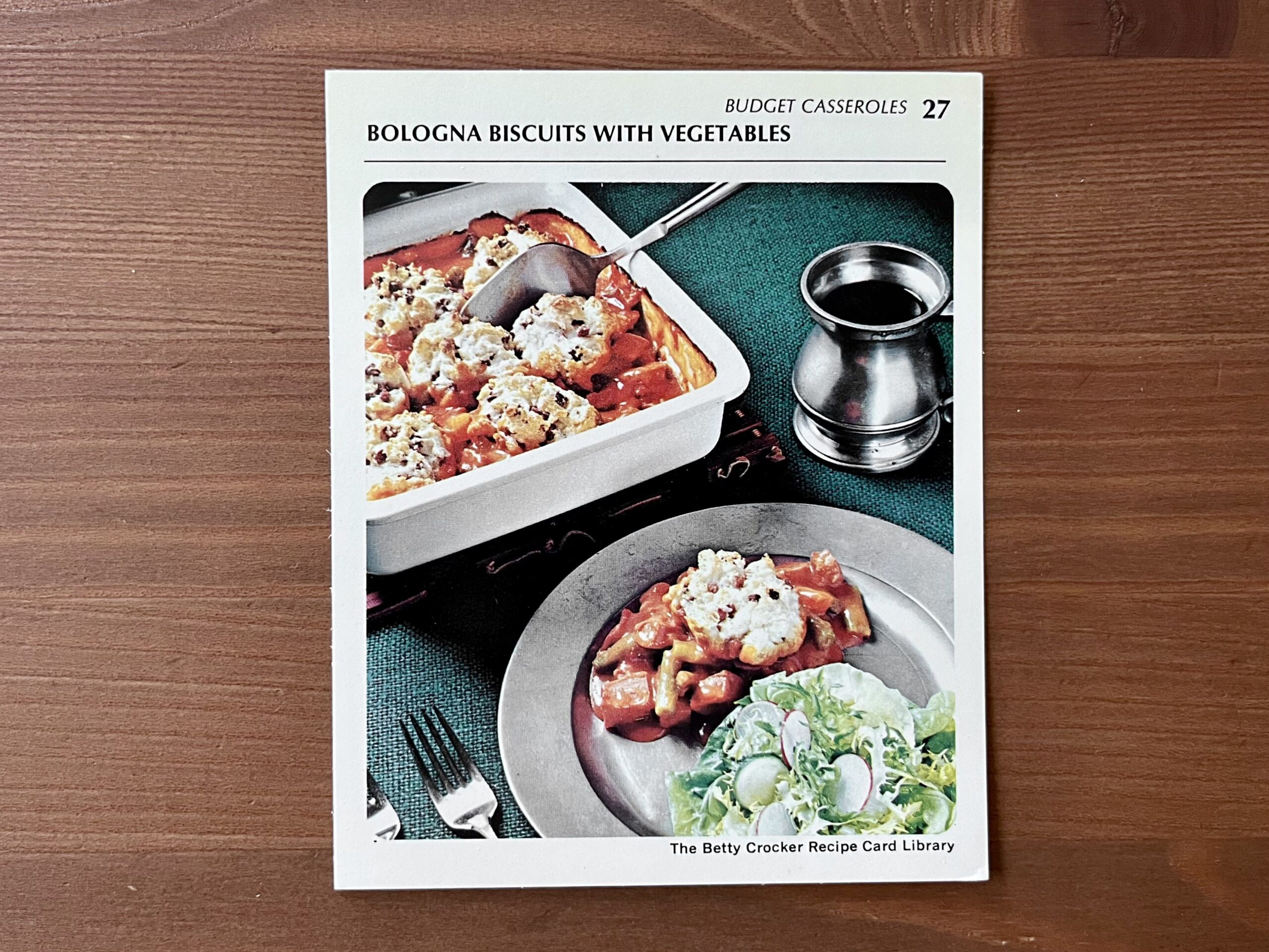 Bologna biscuits with vegetables from the Betty Crocker recipe card box