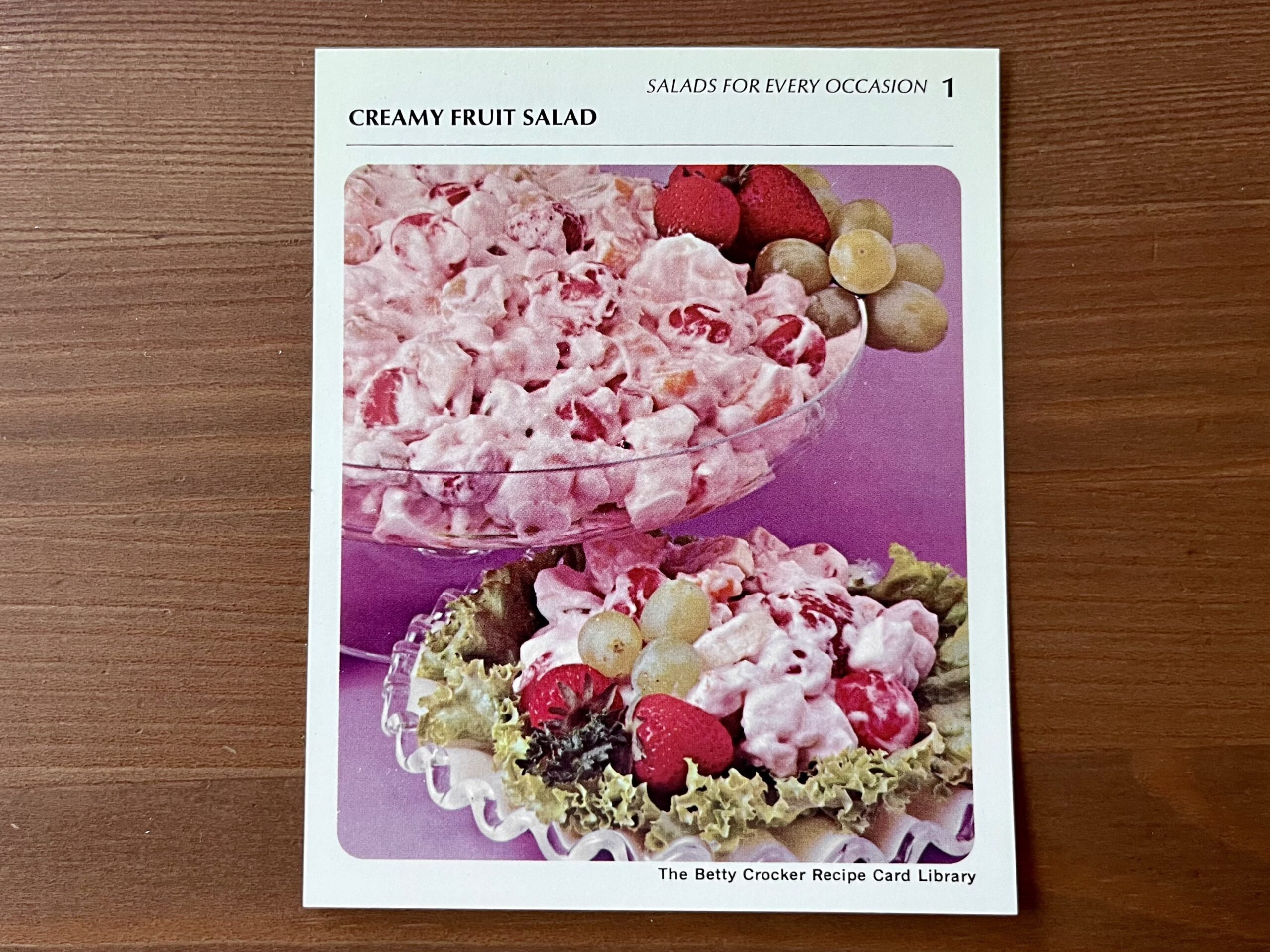 Creamy Fruit Salad from the Betty Crocker recipe card box