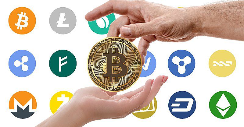 Logos of different cryptocurrencies