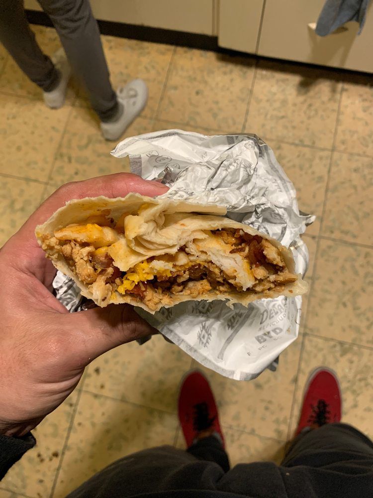 the breakfast epic burrito from del taco