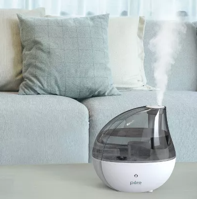 A humidifier on a side table