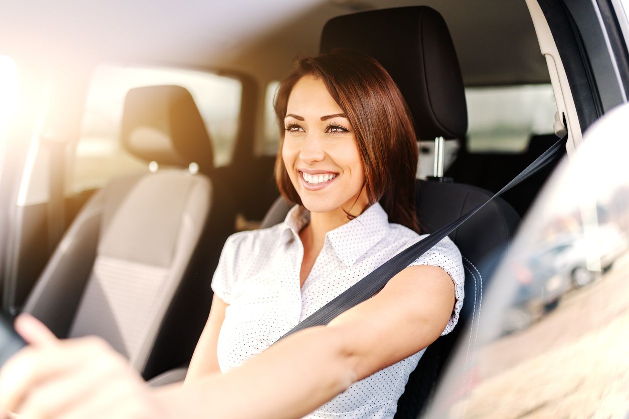 woman driving car