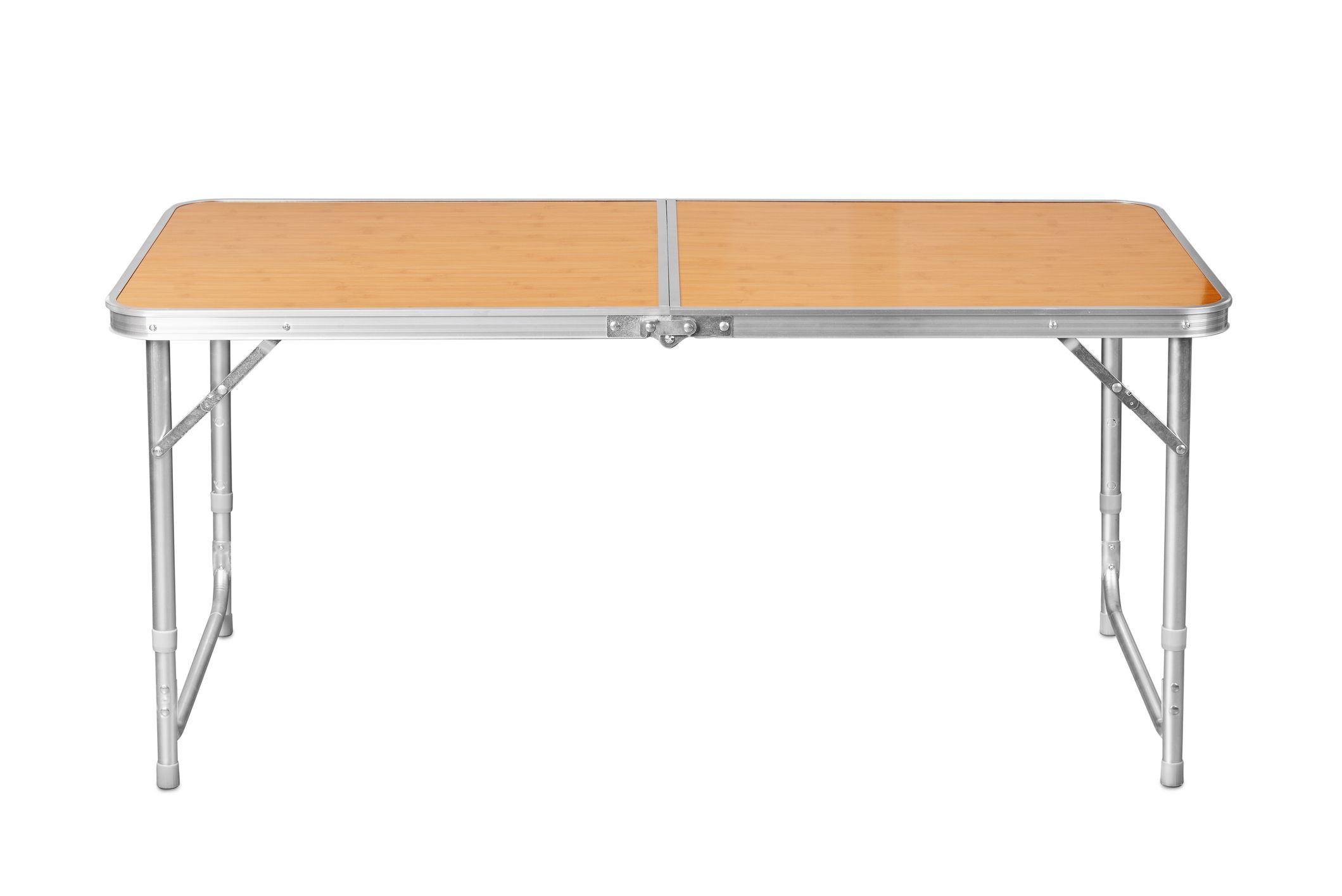 Front view of folding camping table isolated on white