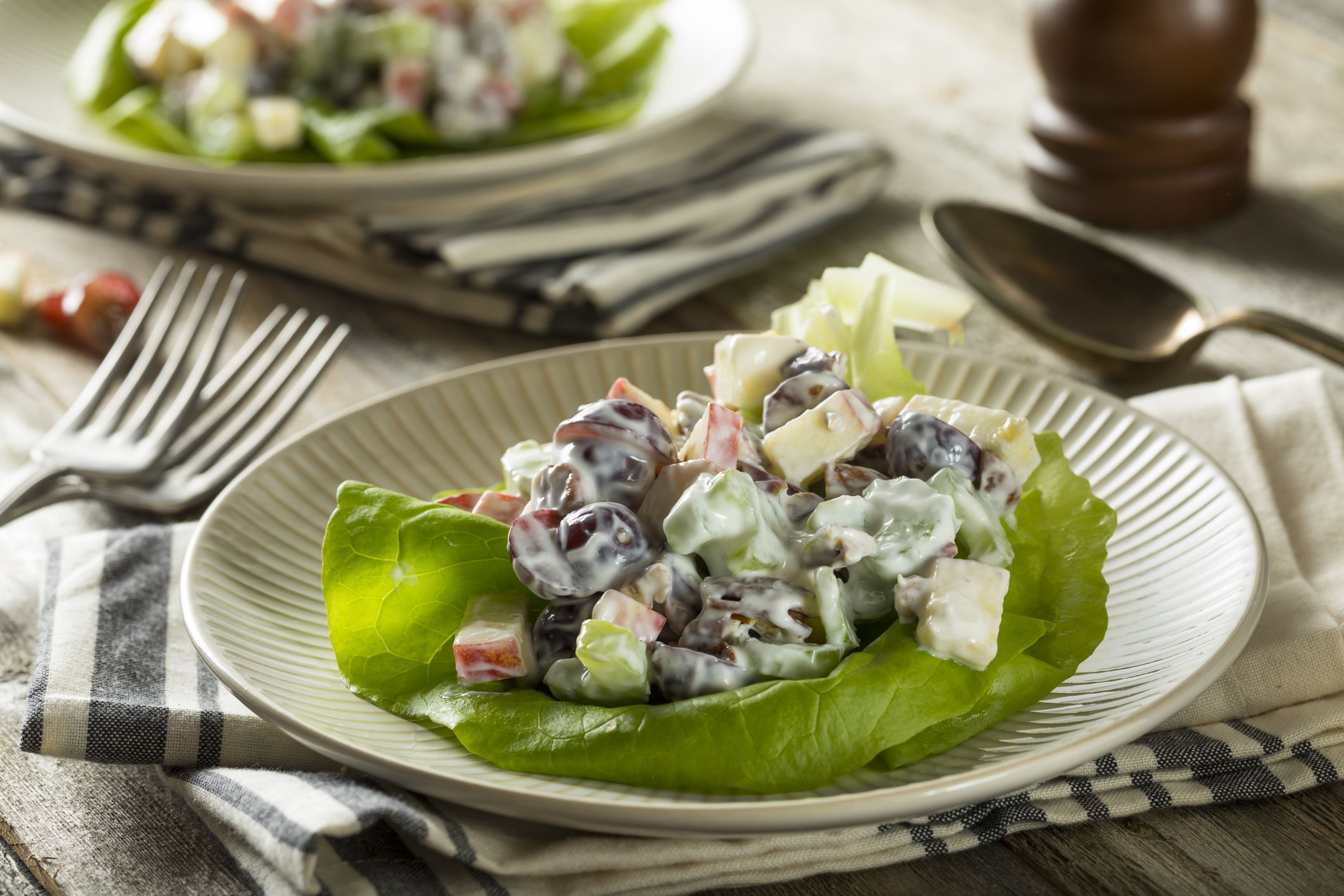 Homemade Fresh Waldorf Salad with Apples Grapes and Dressing