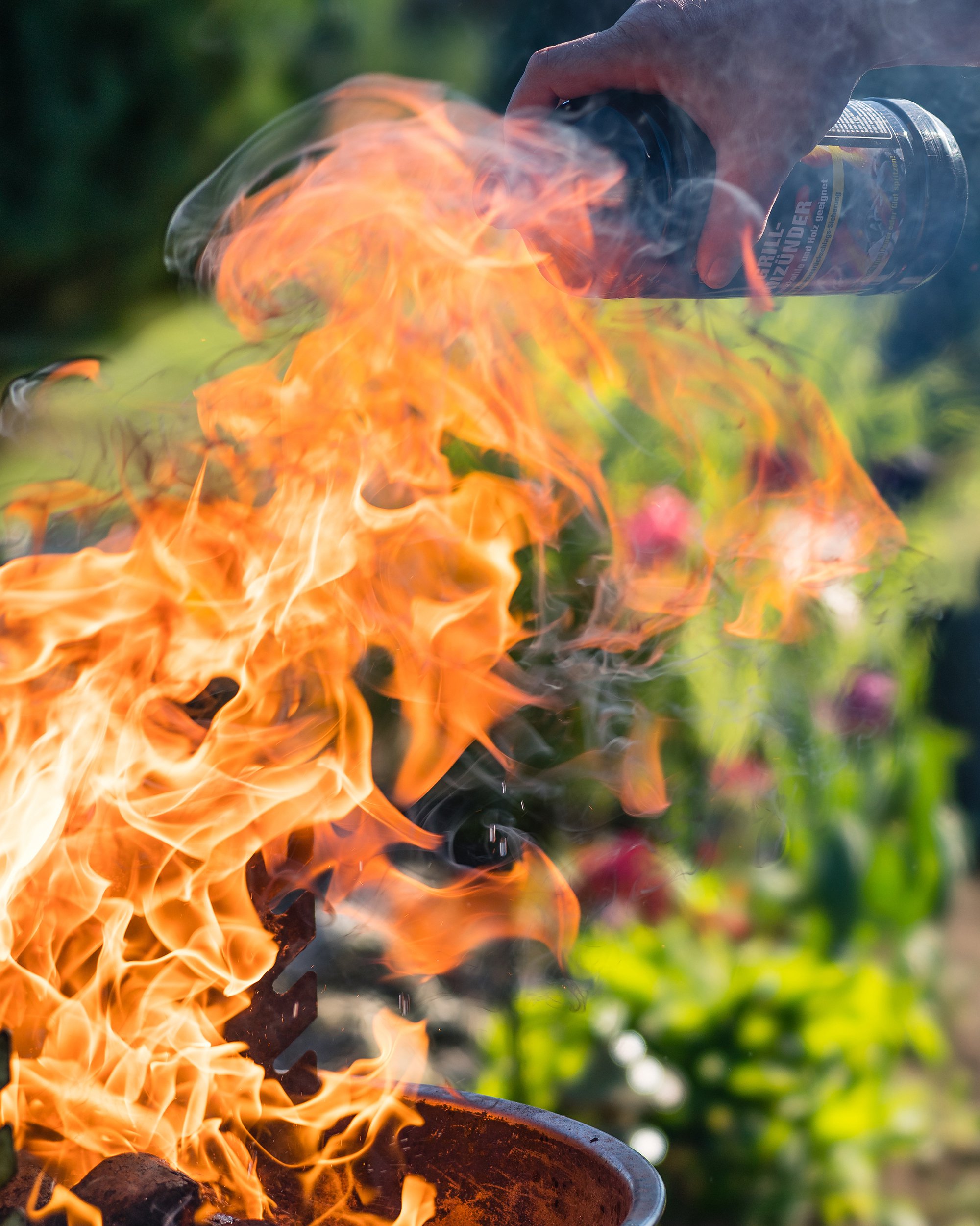 liquid grill lighter on a charcoal grill