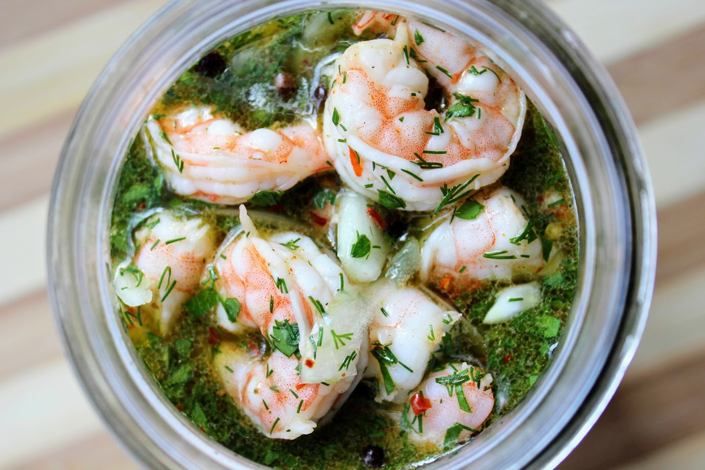 pickled shrimp in a jar