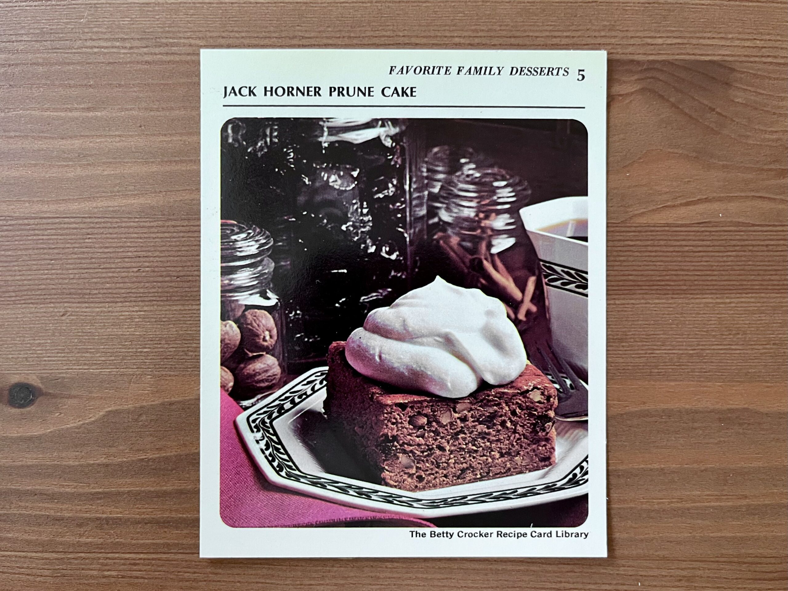 Jack Horner Prune Cake from the Betty Crocker recipe card box