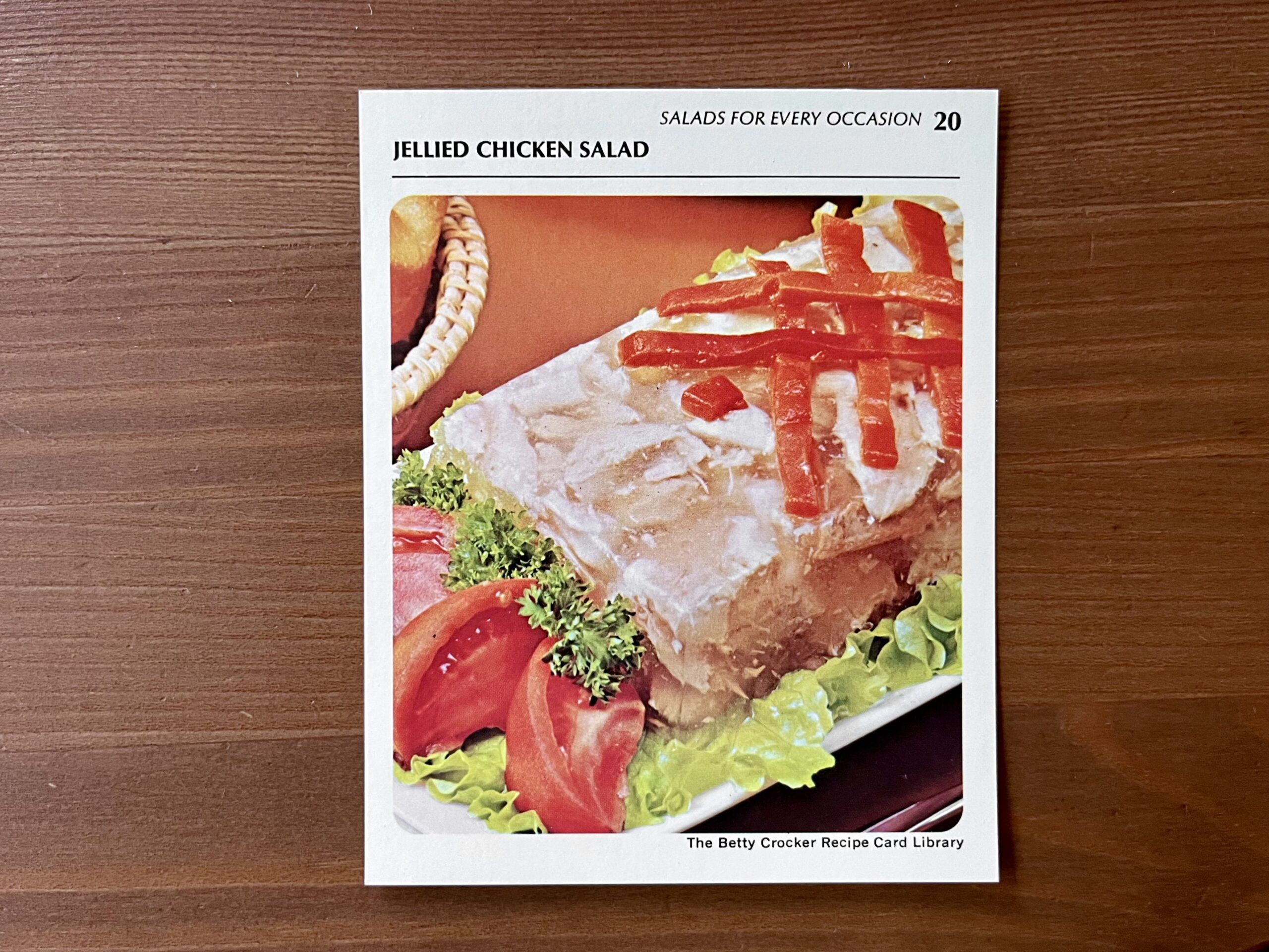 Jellied Chicken Salad from the Betty Crocker recipe card box