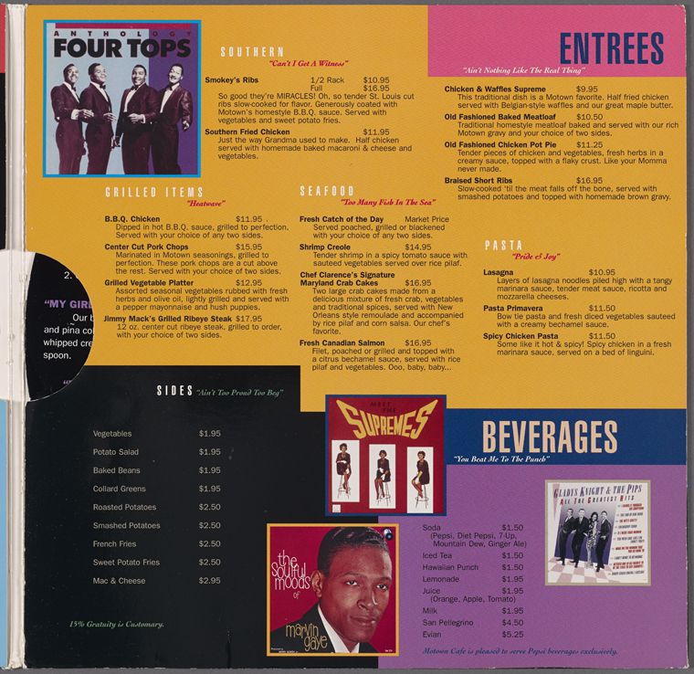 Motown Cafe Menu