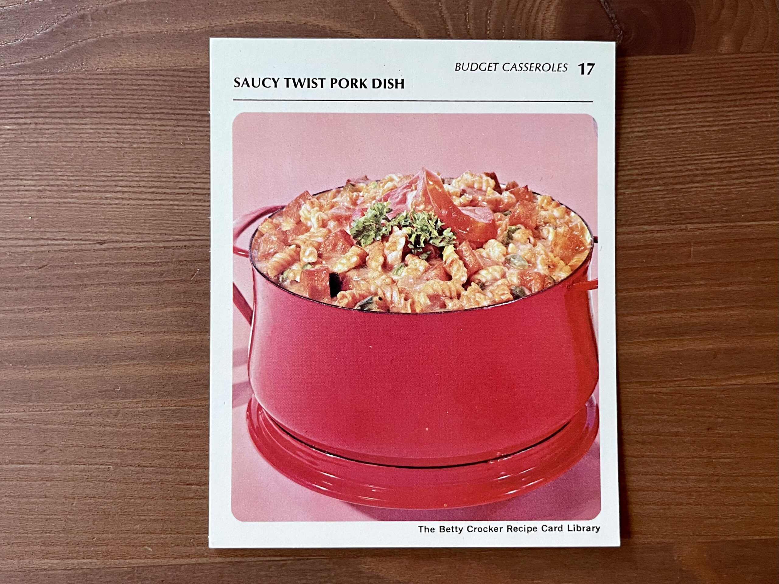 Saucy Twist Pork Dish from the Betty Crocker recipe card box