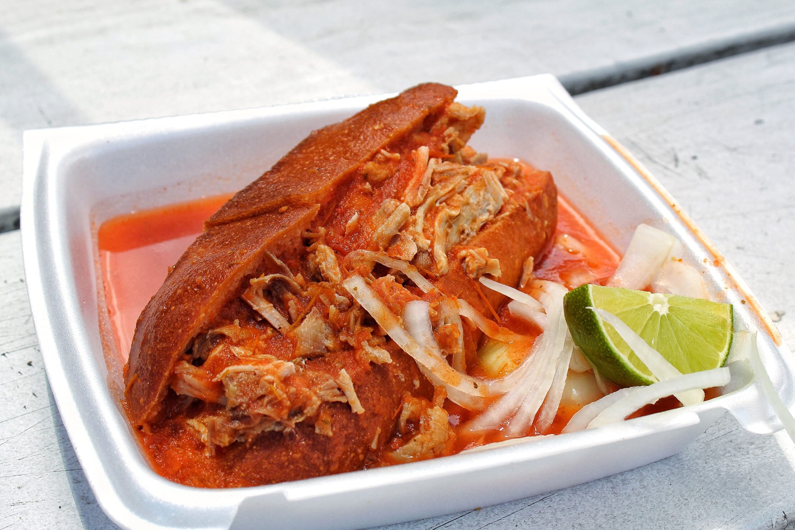 Torta ahogada sandwich from Tortas Ahogadas La Ramadita in North Hollywood