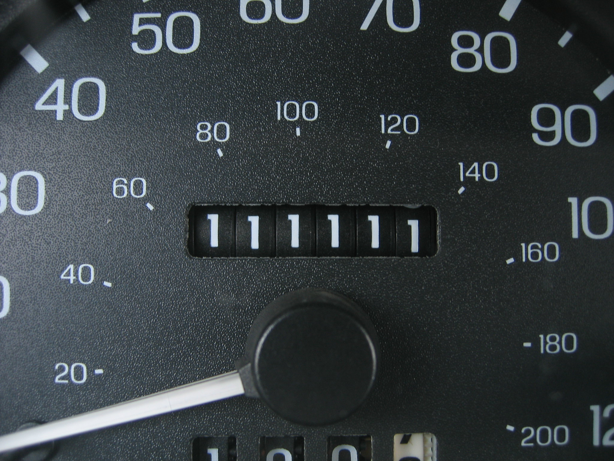 Closeup of 111,111 Miles on a Car Odometer