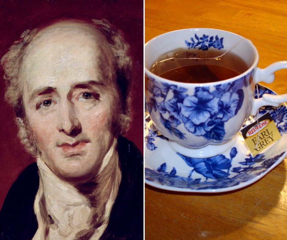 Charles Earl Grey side by side a cup of earl grey tea