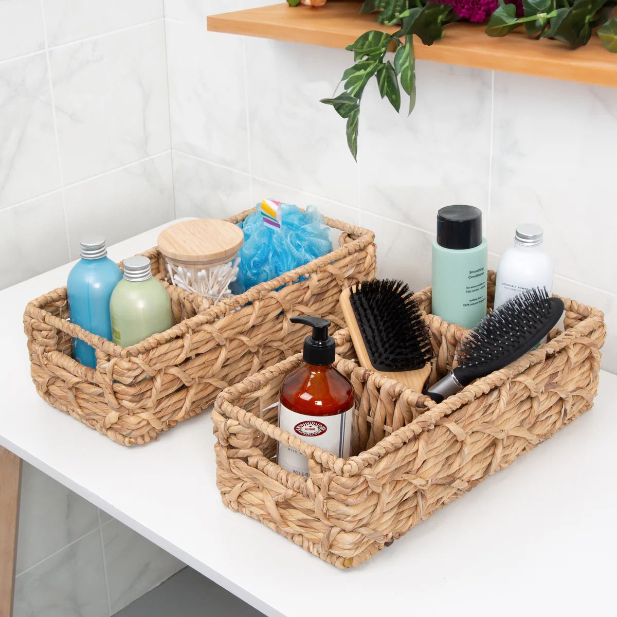 Natural Wicker Multi-Purpose Baskets With Dividers